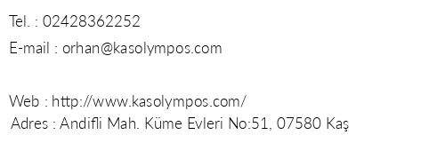 Ka Olympos Mocamp telefon numaralar, faks, e-mail, posta adresi ve iletiim bilgileri